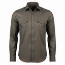 Olive green herringbone shirt for men front view in Giza cotton