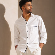 The Frosted Satin: White Giza Satin Shirt