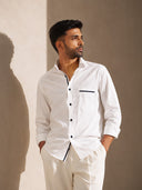 The Frosted Satin: White Giza Satin Shirt