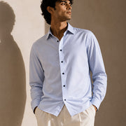 The Blue Meridian: Light Blue Pinstripe Satin Shirt