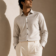 The Grey Pinnacle: Light Grey Windowpane Twill Shirt