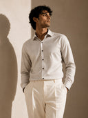 The Grey Pinnacle: Light Grey Windowpane Twill Shirt