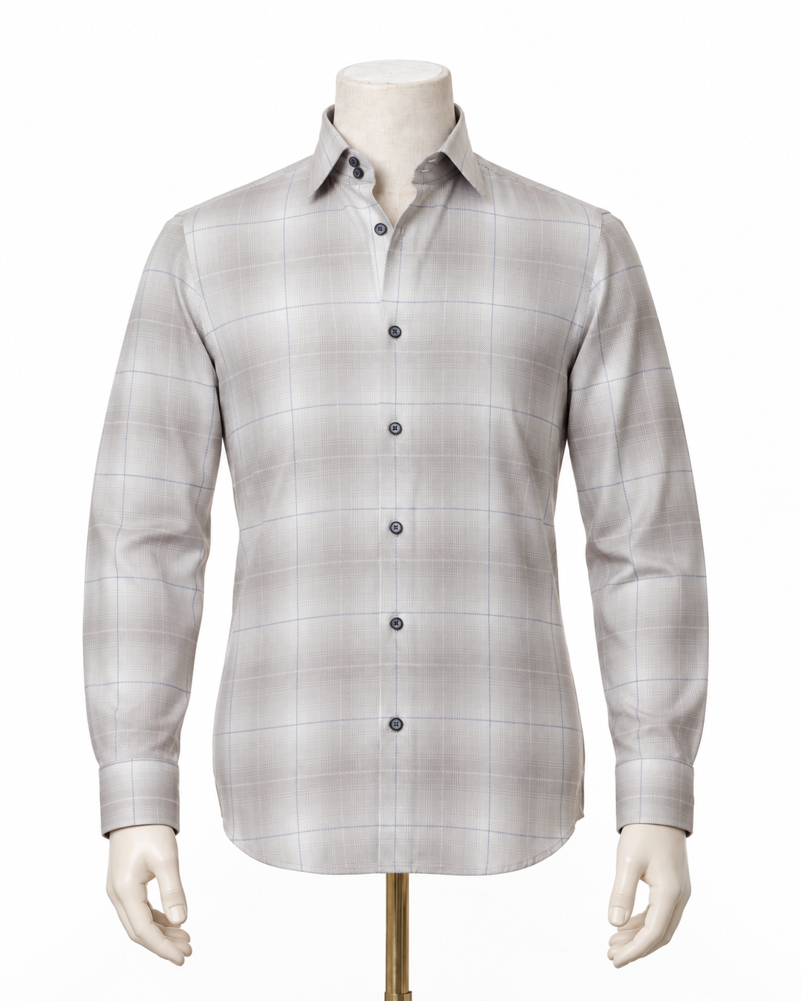 The Grey Pinnacle: Light Grey Windowpane Twill Shirt