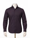 The Burgundy Prestige: Wine & Navy Jacquard Shirt
