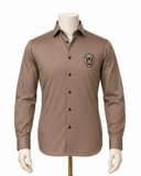 The Amber Regent: Light Brown Satin Shirt