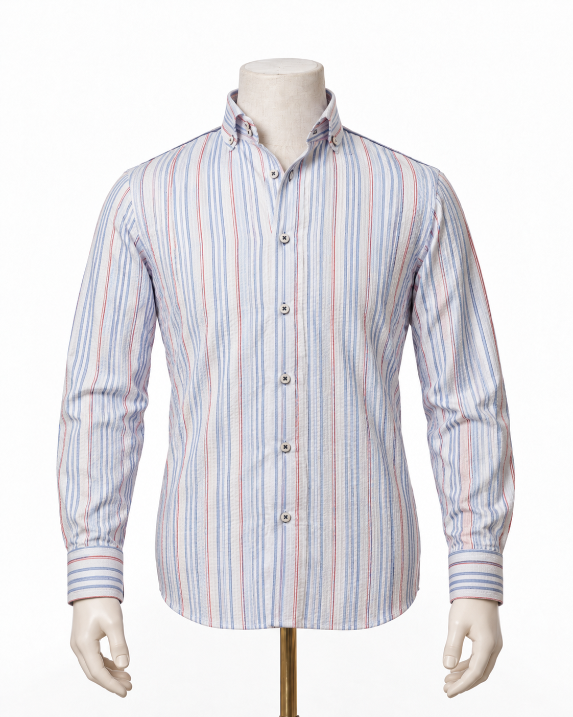 The Crystal Weave: White Seersucker Striped Shirt