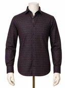 The Burgundy Prestige: Wine & Navy Jacquard Shirt