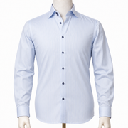 The Blue Meridian: Light Blue Pinstripe Satin Shirt