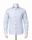 The Blue Meridian: Light Blue Pinstripe Satin Shirt
