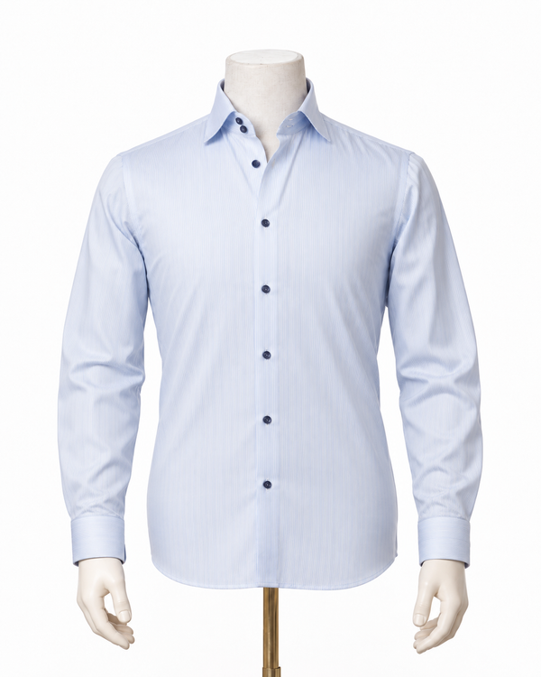 The Blue Meridian: Light Blue Pinstripe Satin Shirt