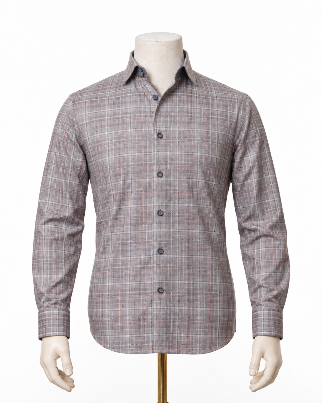 The Tawny Enclave: Light Brown Giza Twill Check Shirt