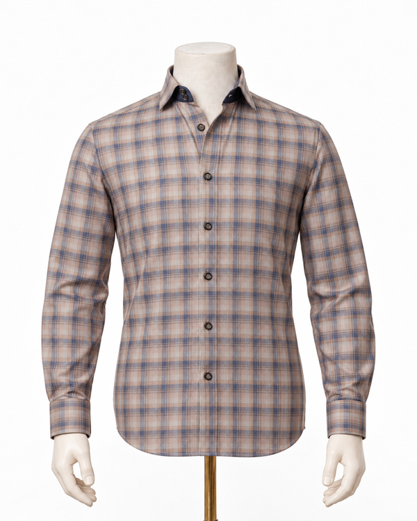 The Granite Placard: Dark Grey Plaid Giza Twill Shirt