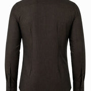 The Mocha Regent: Deep Brown Herringbone Shirt