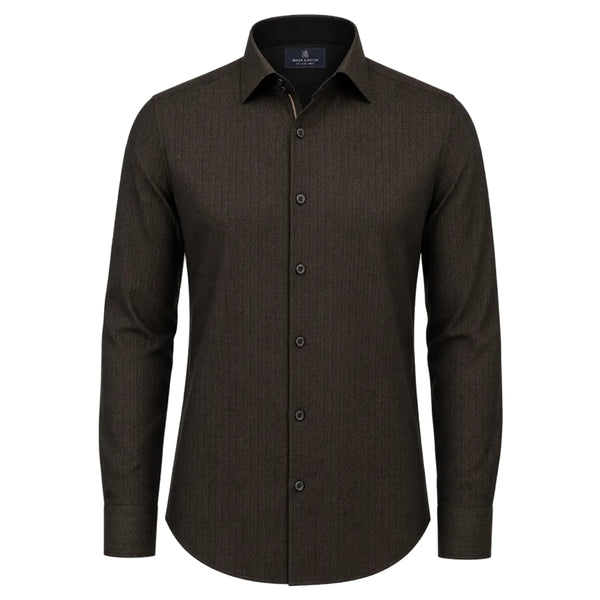 Deep Brown Herringbone Shirt