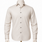 The Regent Ivory: Beige Giza Satin Striped Shirt