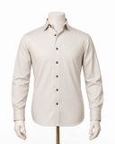 The Regent Ivory: Beige Giza Satin Striped Shirt