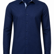 Navy blue Giza dobby shirt front view for men