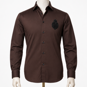 The Espresso Regent: Dark Brown Satin Shirt