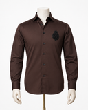 The Espresso Regent: Dark Brown Satin Shirt