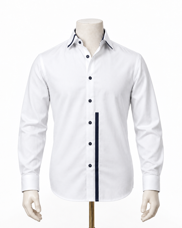 The Ivory Crest: White Giza Satin Shirt