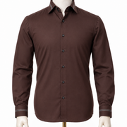 The Chestnut Detail: Dark Brown Giza Satin Shirt
