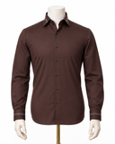 The Chestnut Detail: Dark Brown Giza Satin Shirt
