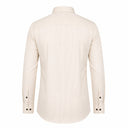 Beige striped shirt for men back view showing sharp executive fit