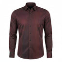 Black and Maroon striped shirt for men front view with maroon stripe design