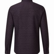 Wine and navy jacquard shirt back view for men