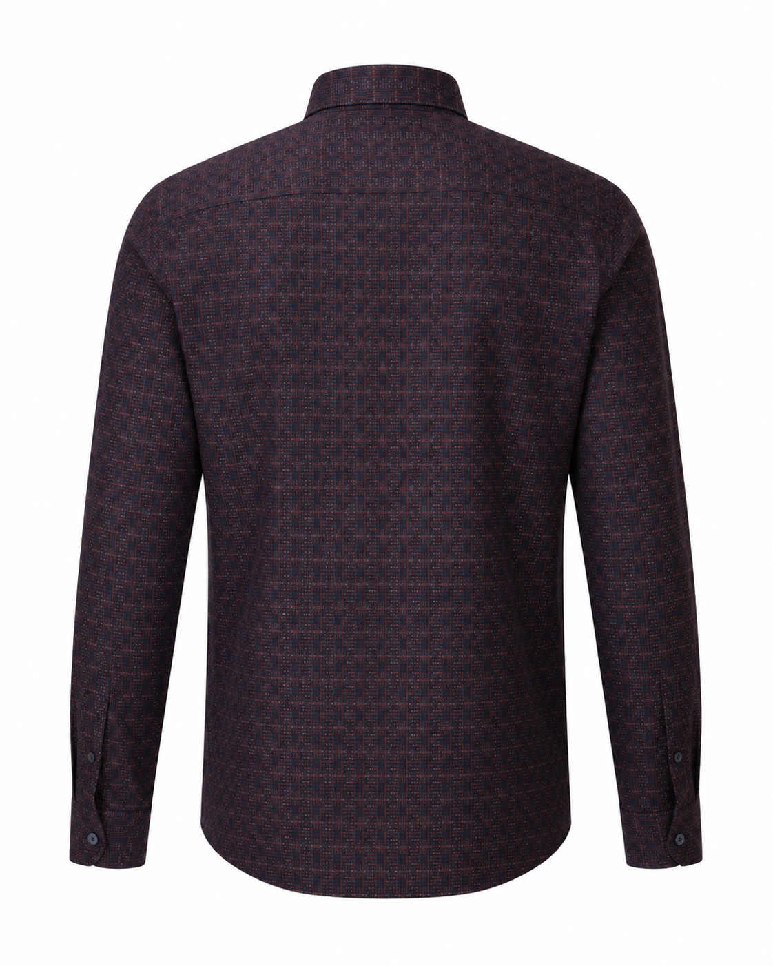 Wine and navy jacquard shirt back view for men