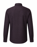 Wine and navy jacquard shirt back view for men