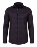 Wine and navy jacquard shirt front view for men
