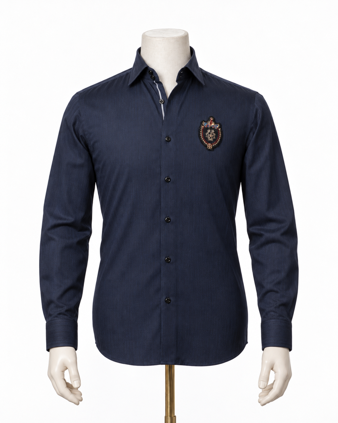 The Midnight Regent: Navy Pin Stripe Satin Shirt