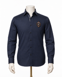 The Midnight Regent: Navy Pin Stripe Satin Shirt