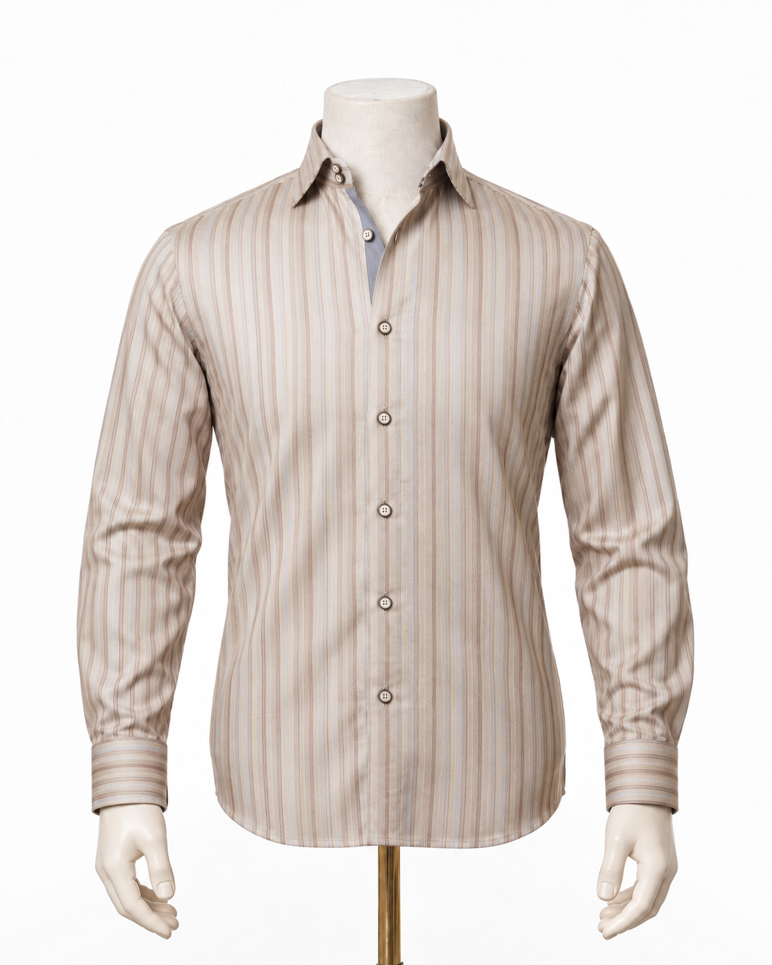 The Terra Aura: Earth Tone Satin Stripe Shirt