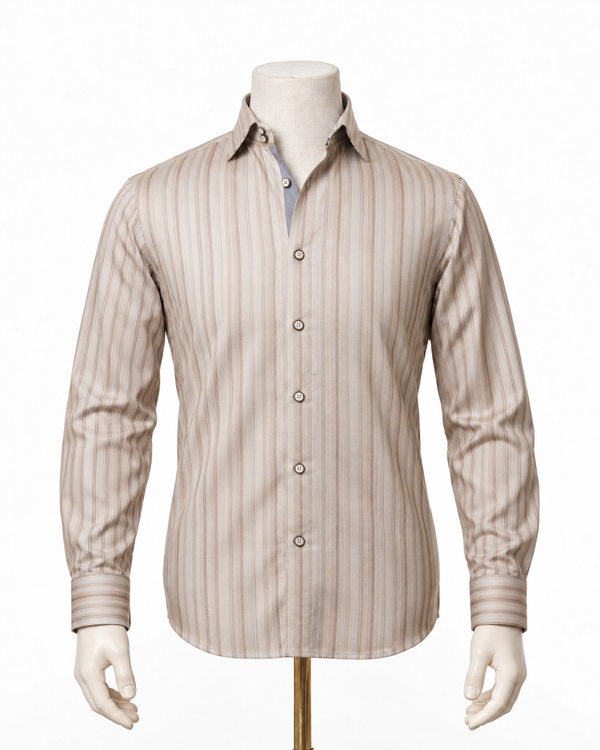 The Terra Aura: Earth Tone Satin Stripe Shirt