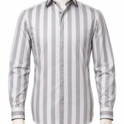 The Argent Lineage: Silver Wide Stripe Satin Shirt