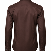 Dark brown Giza satin shirt back view for men