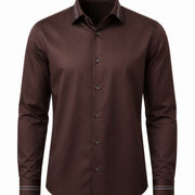 Dark brown Giza satin shirt front view for men