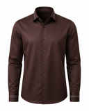 Dark brown Giza satin shirt front view for men