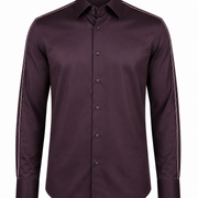 Marron Giza satin shirt front view for men