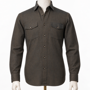 The Olive Monarch: Olive Green Herringbone Shirt