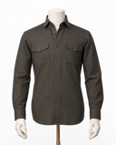 The Olive Monarch: Olive Green Herringbone Shirt