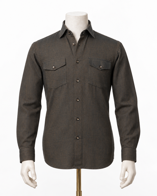 The Olive Monarch: Olive Green Herringbone Shirt
