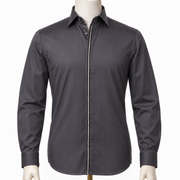 The Sterling Horizon: Steel Grey Giza Satin Shirt