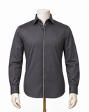 The Sterling Horizon: Steel Grey Giza Satin Shirt
