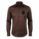 Dark brown shirt for men front view in premium satin fabric