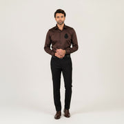 Dark brown shirt for men worn by model in premium festive party style