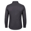 Dark grey herringbone shirt for men back view showing sharp tailored fit
