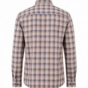 Dark grey plaid Giza twill shirt back view for men